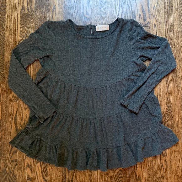 Altar'd State Tops - Altar'd State Charcoal Gray Ruffled Top